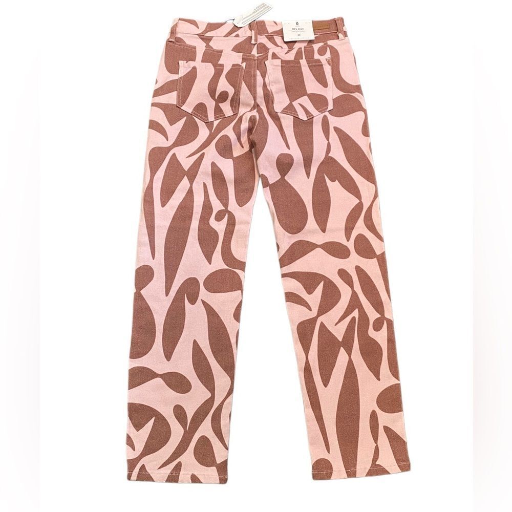 NWT Sanctuary Denim 90s Jeans High Rise Straight Mod Print Pink & Brown Sz. 29 - Picture 2 of 5